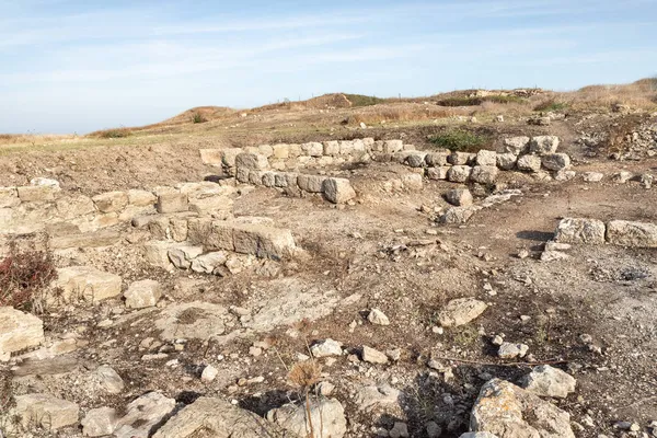 Excavations Ancient Phoenician City Tel Shikmona Shores Mediterranean Sea Haifa — Stock Photo, Image