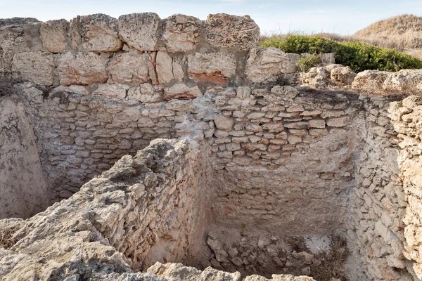 Escavações Antiga Cidade Fenícia Tel Shikmona Nas Margens Mar Mediterrâneo — Fotografia de Stock