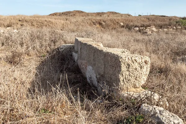Escavações Antiga Cidade Fenícia Tel Shikmona Nas Margens Mar Mediterrâneo — Fotografia de Stock