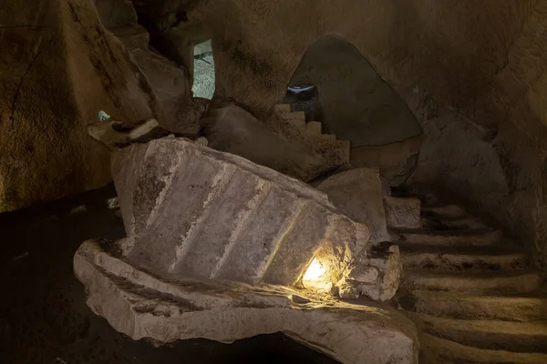 Ruined Staircase Economic Cave Columbarium Dovecote Excavations Ancient Maresha City — Stock Photo, Image