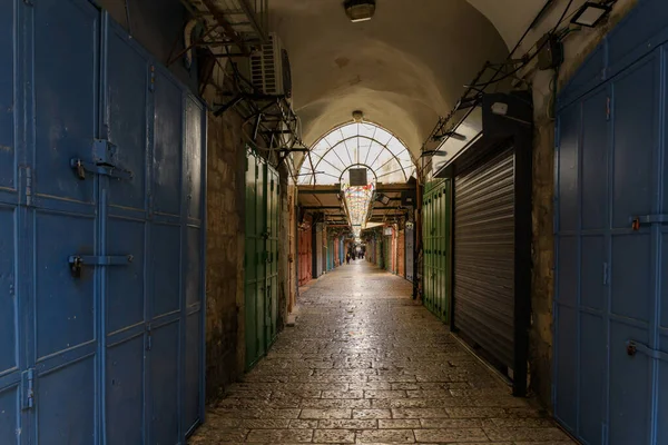 Jerusalem Israel March 2021 Closed Shops Daniel Street Arab Market — Stock Photo, Image
