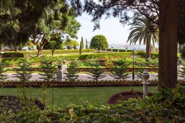 İsrail 'in kuzeyindeki Hayfa kentindeki Carmel Dağı' ndaki Bahai Bahçesi 'nin görkemli güzelliği.