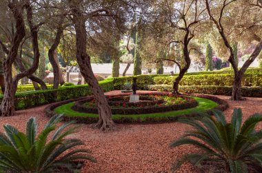 İsrail 'in kuzeyindeki Hayfa kentindeki Carmel Dağı' ndaki Bahai Bahçesi 'nin görkemli güzelliği.