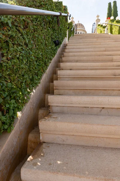Haifa Izrael 2021 November Bahai Szentélyhez Vezető Lépcsők Bahai Kertben — Stock Fotó