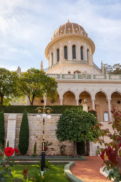 Haïfa Israël Novembre 2021 Fasade Sanctuaire Dans Jardin Bahai Situé — Photo