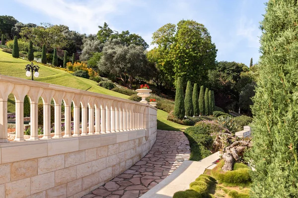 Haifa Israel Noviembre 2021 Majestuosa Belleza Del Jardín Bahai Ubicado — Foto de Stock
