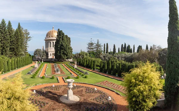 Haifa Israel Noviembre 2021 Vista Desde Jardín Decorativo Bahai Hasta — Foto de Stock