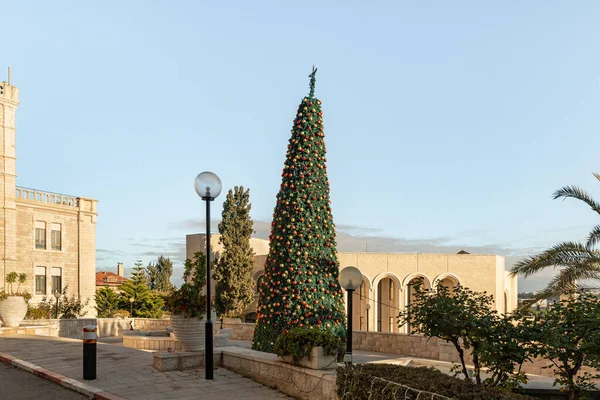 Jerusalem Israel December 2021 Decorated Celebration Christmas Courtyard Notre Dame — Zdjęcie stockowe