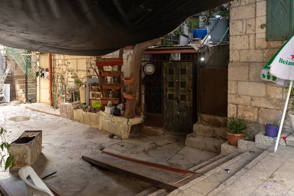 Bethlehem Israel December 2021 Decorated Residential Courtyard Star Street Bethlehem — Foto de Stock