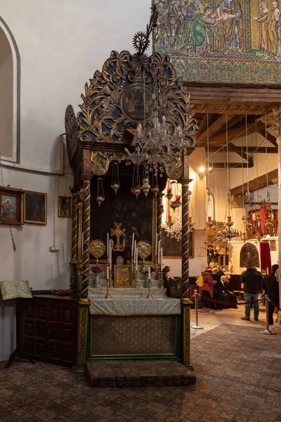 Bethlehem Israel December 2021 Interior Main Hall Church Nativity Bethlehem — Foto de Stock