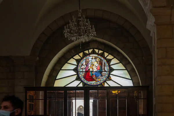 Bethlehem Israel December 2021 Religious Glass Windows Entrance Chapel Saint — Foto Stock
