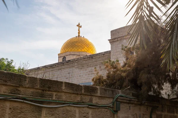 Jericó Israel Diciembre 2021 Cúpula Dorada Del Monasterio Deir Hijleh — Foto de Stock