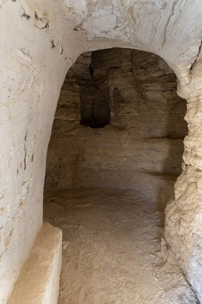 Grotten Van Kluizenaars Zijn Gelegen Buurt Van Het Deir Hijleh — Stockfoto