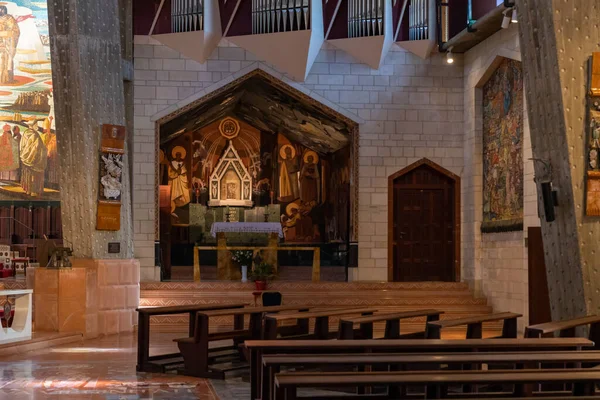 Nazaret Israel Febrero 2022 Interior Sala Segundo Piso Iglesia Anunciación — Foto de Stock
