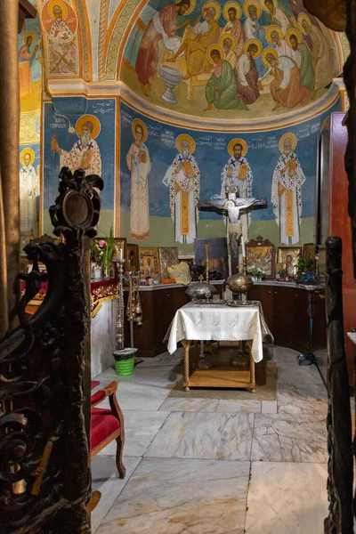 Nazaret Israel Febrero 2022 Altar Mayor Iglesia Ortodoxa Griega Anunciación — Foto de Stock