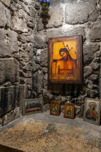 Nazaret Israel Febrero 2022 Iconos Nicho Iglesia Ortodoxa Griega Anunciación — Foto de Stock