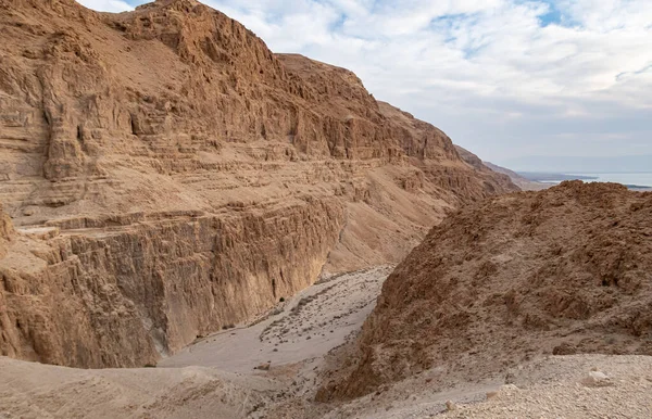 Widok Góry Pobliżu Strumienia Tamarim Izraelskiej Stronie Morza Martwego Wschodzie — Zdjęcie stockowe