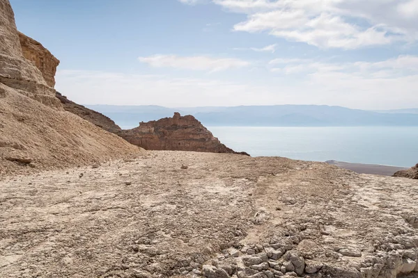 View Mountain Tamarim Stream Israeli Side Dead Sea Sunrise Dead — 스톡 사진