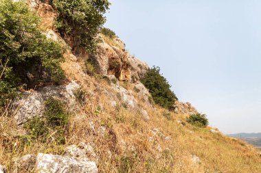 Kinneret Gölü kıyılarında yer alan Arbel Dağı 'nın yamacı olan küçük eğri ağaçlar, çimenler ve çalılarla kaplıydı. Kuzey İsrail' de Tiberias kenti yakınlarındaki Celile Denizi..
