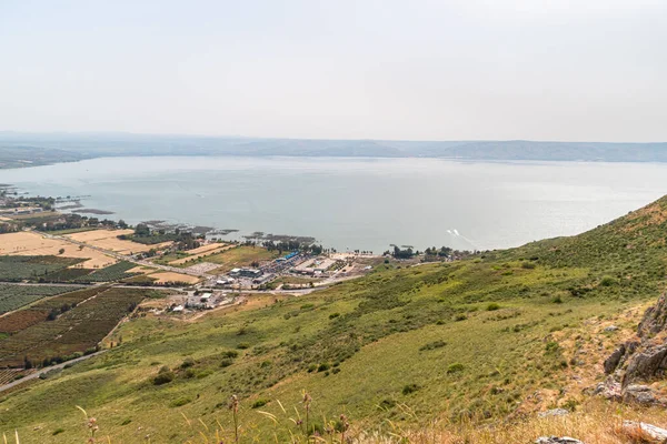 View Mount Arbel Adjacent Valley Coast Lake Kinneret Sea Galilee — Stock Photo, Image