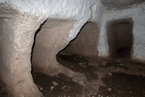 Remains Buildings Ancient Settlement Mount Arbel Located Coast Lake Kinneret — Foto de Stock