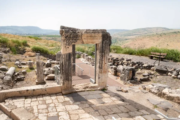 公元4世纪一座犹太教堂的废墟坐落在靠近阿贝尔山的地方 位于Kinneret湖的海岸 加利利海 靠近以色列北部的Tiberias市 — 图库照片