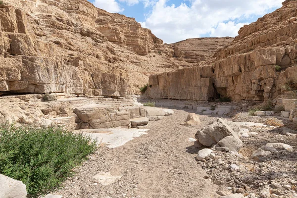 Lecho Seco Del Río Que Pasa Través Del Desierto Piedra — Foto de Stock