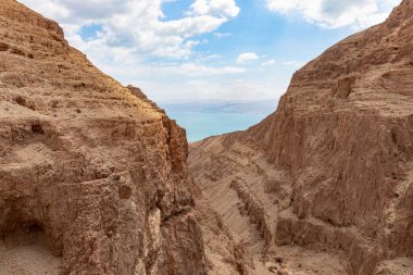 Khatsatson deresinin yanındaki taş çöl, İsrail 'deki Kudüs yakınlarında, Ölü Deniz' in İsrail tarafında.
