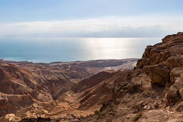 Salida Del Sol Sobre Mar Muerto Cerca Las Montañas Del —  Fotos de Stock