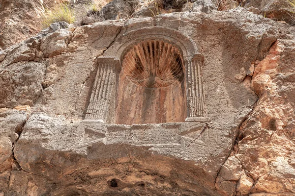 北イスラエルの国立公園近くにある岩窟寺院 キルバット パニャス バニャス の遺跡 — ストック写真
