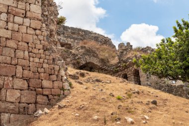 Kuzey İsrail 'deki Kibbutz Yehiam' daki Yehiam Haçlı Kalesi 'nin iyi korunmuş kalıntıları.