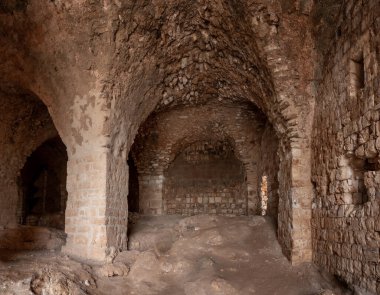 The well-preserved remains of the Yehiam Crusader fortress at Kibbutz Yehiam, in Galilee, northern Israel