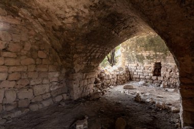 The well-preserved remains of the Gaaton Crusader fortress near Kibbutz Gaaton, in Galilee, northern Israel