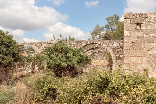 Kuzey İsrail, Celile 'deki Kibbutz Gaaton yakınlarındaki Gaaton Haçlı Kalesi' nin iyi korunmuş kalıntıları.
