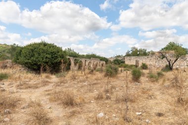 Kuzey İsrail, Celile 'deki Kibbutz Gaaton yakınlarındaki Gaaton Haçlı Kalesi' nin iyi korunmuş kalıntıları.