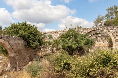 Kuzey İsrail, Celile 'deki Kibbutz Gaaton yakınlarındaki Gaaton Haçlı Kalesi' nin iyi korunmuş kalıntıları.