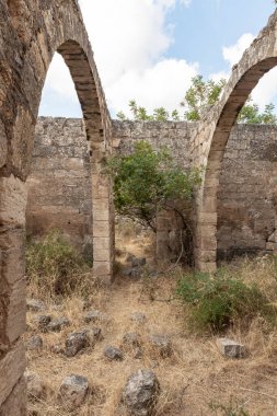 Kuzey İsrail, Celile 'deki Kibbutz Gaaton yakınlarındaki Gaaton Haçlı Kalesi' nin iyi korunmuş kalıntıları.
