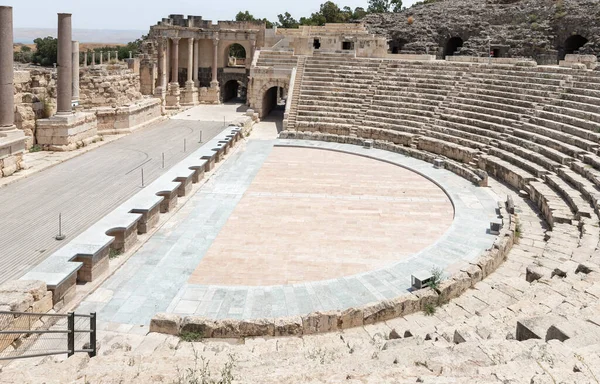 Бейт Шеан Израиль Августа 2022 Года Амфитеатр Частично Восстановленных Руинах — стоковое фото