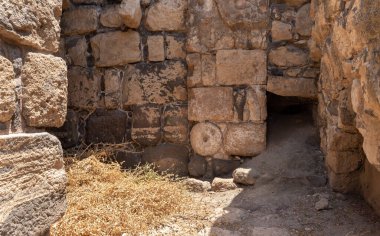 Beit Shean, Israel, August 06, 2022 : Partially restored ruins of one of the cities of the Decapolis - the ancient Hellenistic city of Scythopolis near Beit Shean city in northern Israel