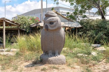 Haifa, Israel, August 20, 2022 : Stone exhibit in the Dagan Shklovsky Sculpture Park - Psalm Garden, in Ein Carmel, northern Israel
