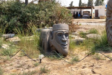 Haifa, Israel, August 20, 2022 : Stone exhibit in the Dagan Shklovsky Sculpture Park - Psalm Garden, in Ein Carmel, northern Israel
