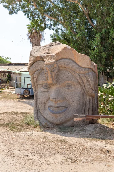 Haifa, Israel, August 20, 2022 : Stone exhibit in the Dagan Shklovsky Sculpture Park - Psalm Garden, in Ein Carmel, northern Israel