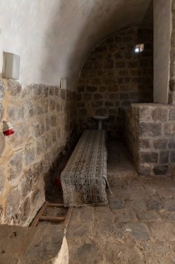 Jerusalem, Israel, August 11, 2022 : The interior of the Muslim shrine - the complex of the grave of the prophet Moses in the old Muslim cemetery, near Jerusalem, in Israel