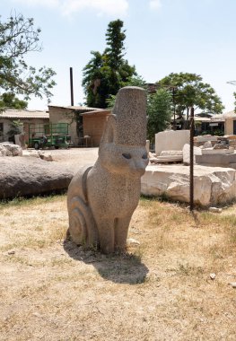 Haifa, Israel, August 20, 2022 : Stone exhibit in the Dagan Shklovsky Sculpture Park - Psalm Garden, in Ein Carmel, northern Israel