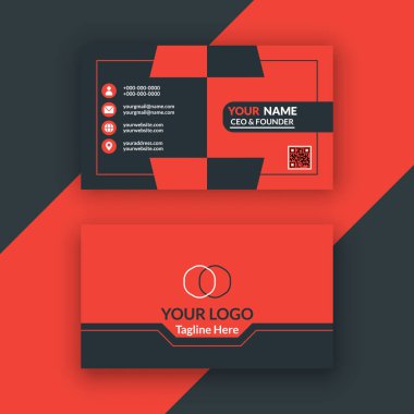 Yaratıcı ve temiz kartvizit şablonu. Düz tasarım vektör çizim. İleti örneği tasarım