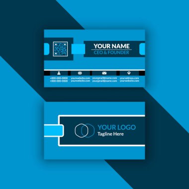 Yaratıcı ve temiz kartvizit şablonu. Düz tasarım vektör çizim. İleti örneği tasarım