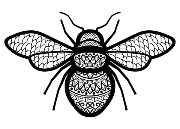 Bee Mandala Coloring Page Adults — Stock Vector