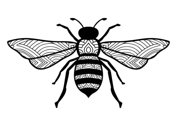 Página Para Colorear Mandala Abeja Para Adultos — Vector de stock