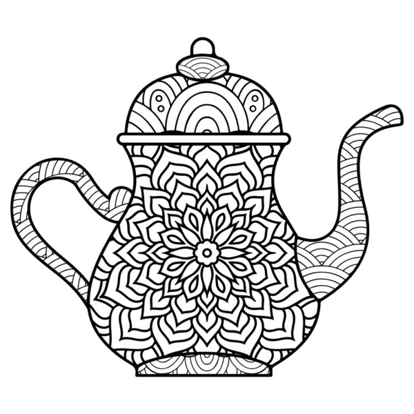 Kahve ya da çay fincanı karalama stili boyama sayfaları.