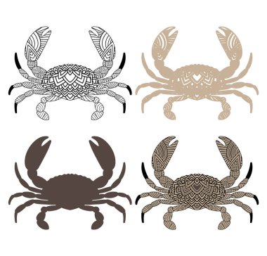 Yengeç zencefil sanatı, deniz yengeci olan yetişkinler için stres karşıtı boyama sayfası.